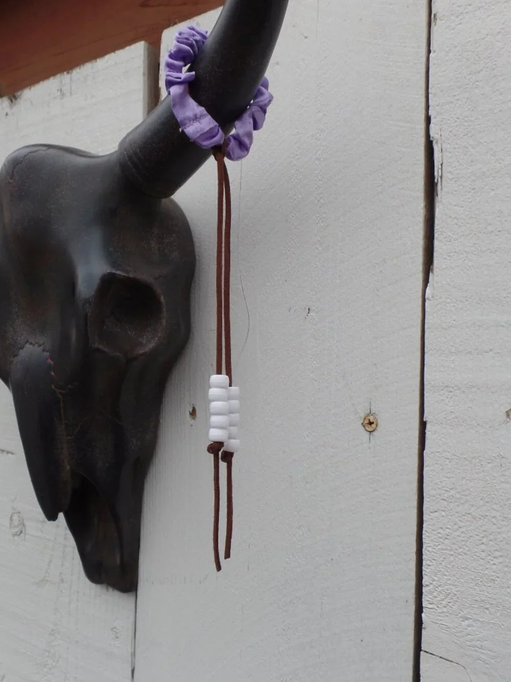 Hand Crafted Hair Tie BEADED SUEDE